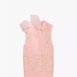 Zara Pink Sleeveless Top with Bow